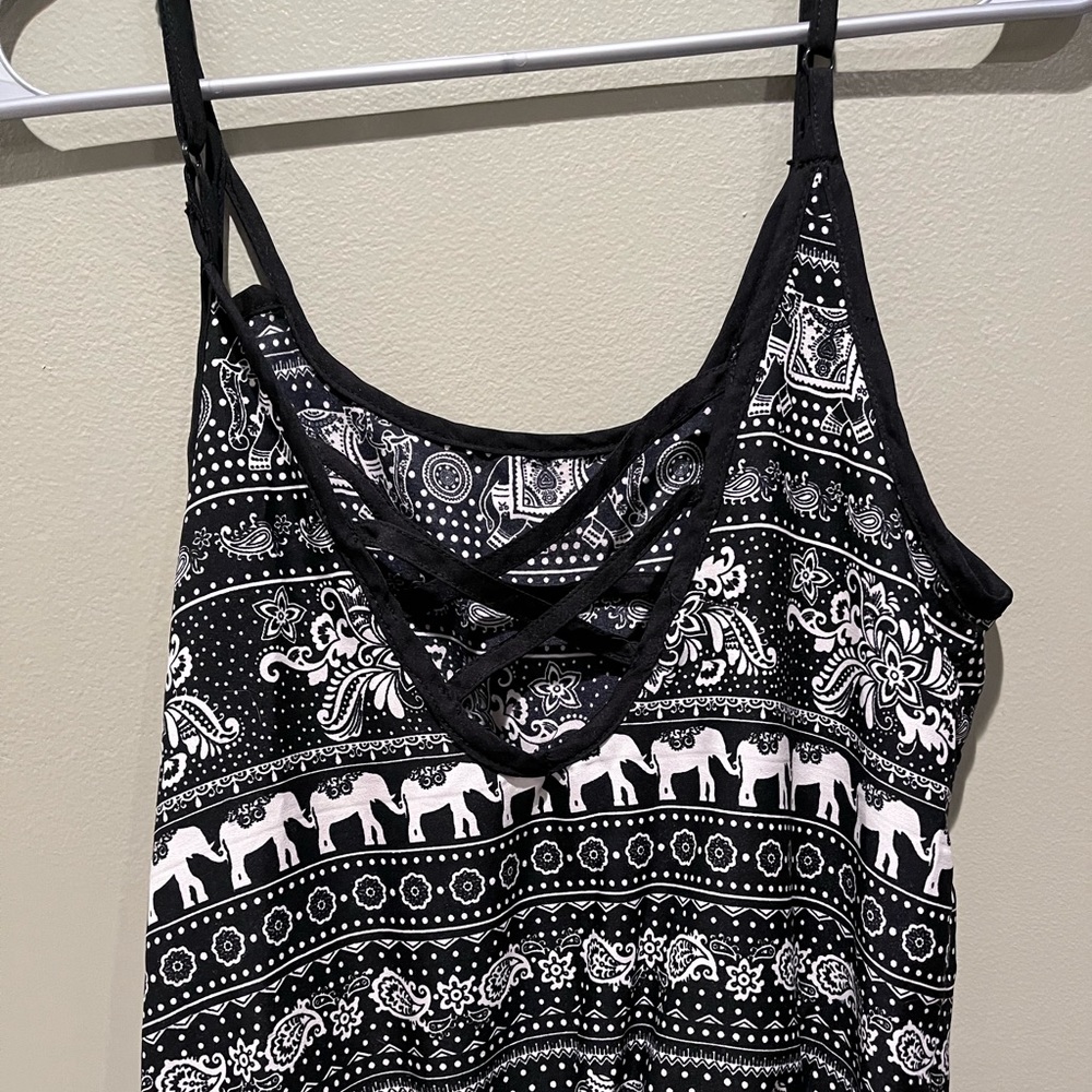 Elephant Pattern Romper Black White Boutique Summ… - image 6